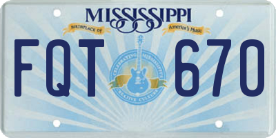 MS license plate FQT670