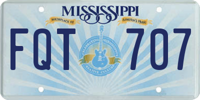 MS license plate FQT707