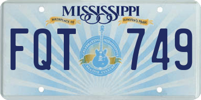 MS license plate FQT749