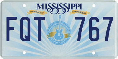 MS license plate FQT767