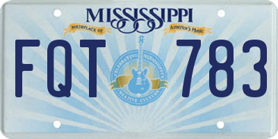 MS license plate FQT783