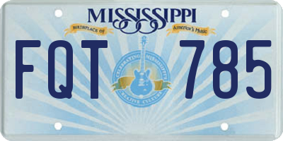 MS license plate FQT785