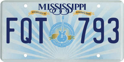 MS license plate FQT793