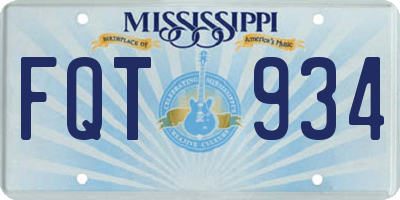 MS license plate FQT934