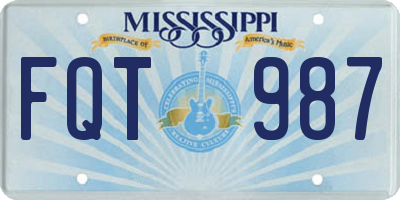 MS license plate FQT987