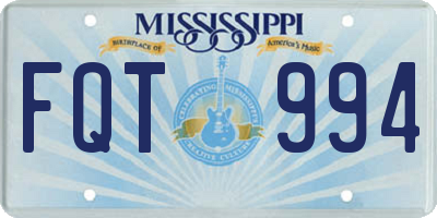 MS license plate FQT994