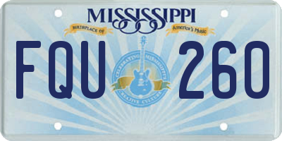 MS license plate FQU260