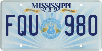 MS license plate FQU980