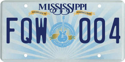 MS license plate FQW004