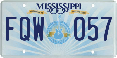 MS license plate FQW057
