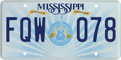 MS license plate FQW078