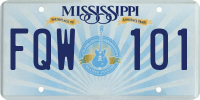 MS license plate FQW101