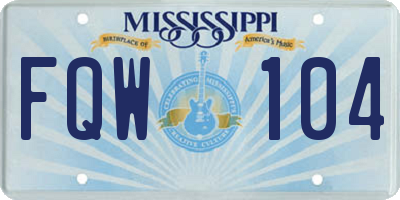 MS license plate FQW104