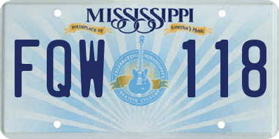 MS license plate FQW118