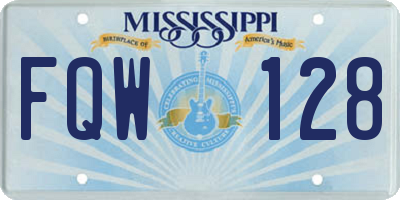 MS license plate FQW128