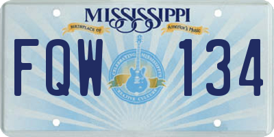 MS license plate FQW134