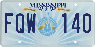 MS license plate FQW140