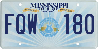 MS license plate FQW180