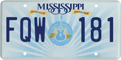 MS license plate FQW181