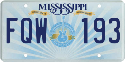 MS license plate FQW193