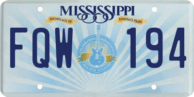 MS license plate FQW194
