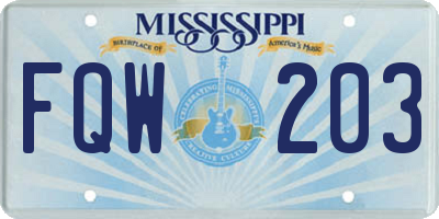 MS license plate FQW203