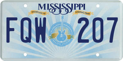 MS license plate FQW207