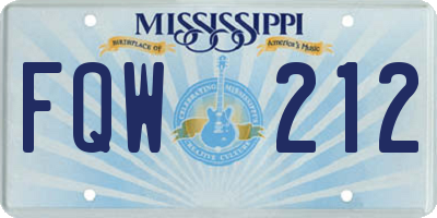 MS license plate FQW212