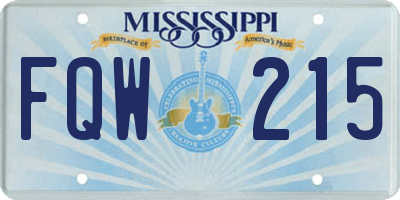 MS license plate FQW215
