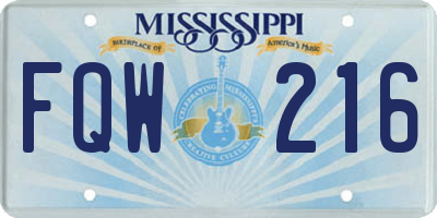 MS license plate FQW216