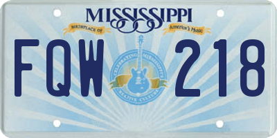 MS license plate FQW218