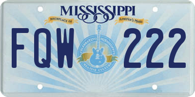 MS license plate FQW222