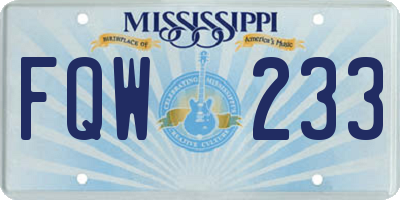 MS license plate FQW233