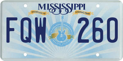 MS license plate FQW260