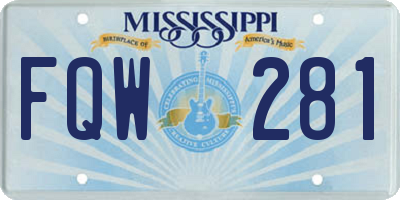 MS license plate FQW281