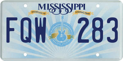 MS license plate FQW283