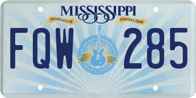 MS license plate FQW285