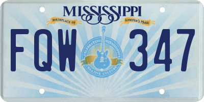 MS license plate FQW347