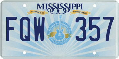 MS license plate FQW357