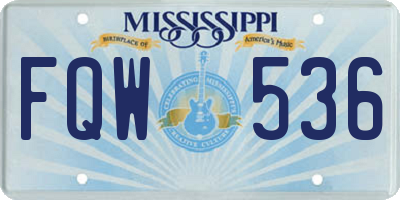 MS license plate FQW536