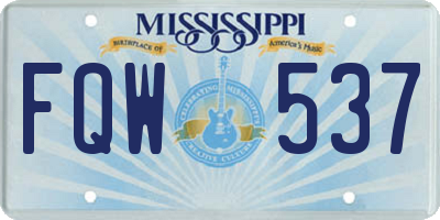 MS license plate FQW537