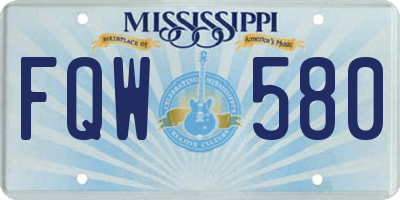 MS license plate FQW580