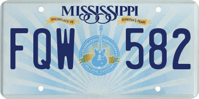 MS license plate FQW582