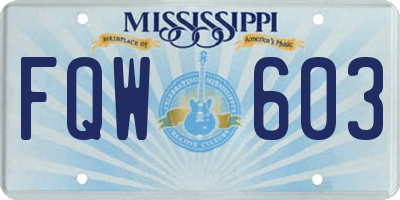 MS license plate FQW603
