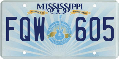 MS license plate FQW605