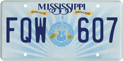 MS license plate FQW607