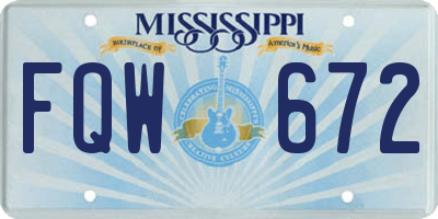 MS license plate FQW672