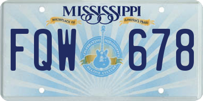 MS license plate FQW678