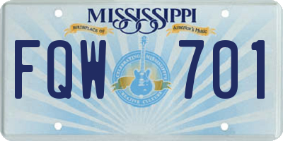 MS license plate FQW701