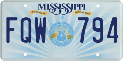 MS license plate FQW794